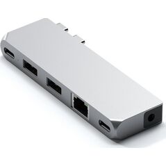 HUB USB Satechi Adapter HUB Satechi Pro Hub mini z podwójnym USB-C do Apple MacBook (2xUSB-C, 2x USB-A, Ethernet, jack port) (silver)