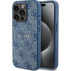Guess Guess GUHMP14LG4GFRB iPhone 14 Pro 6.1" niebieski/blue hardcase 4G Collection Leather Metal Logo MagSafe