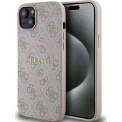 Guess Guess GUHMP15SG4GFRP iPhone 15 / 14 / 13 6.1" różowy/pink hardcase 4G Collection Leather Metal Logo MagSafe