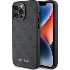Guess Guess GUHCP15XG4GFGR iPhone 15 Pro Max 6.7" szary/grey hard case 4G Metal Gold Logo