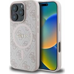 Guess Guess GUHMP16LG4GFRP iPhone 16 Pro 6.3" różowy/pink hardcase 4G Ring Classic Logo MagSafe