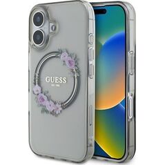 Guess Guess GUHMP16SHFWFCK iPhone 16 6.1" czarny/black hardcase IML Flowers Wreath MagSafe