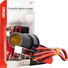 AMiO Adapter gniazda zapalniczki z wyjściem na krokodylki 12v 24v 100cm amio-03804