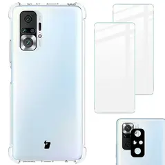 Bizon Case Clear Pack case + 2x screen glass + lens glass Xiaomi Redmi Note 10 Pro clear