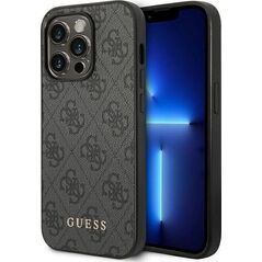 Guess Guess Etui Iphone 14 Pro Szary Metal Gold Logo