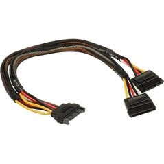 Akasa SATA 15-pin - SATA 15-pin x2, 0.3m, Μαύρο (AK-CBPW05-KT02)