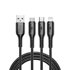 WiWU - Kabel USB serii Starlink Wi-C045E 3w1 USB A do USB C, Micro USB, Lightning 3,1A 1m - czarny
