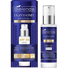 BIELENDA Egzosomy Młodości Skoncentrowane przeciwzmarszczkowe serum rozświetlające, wyrównujące koloryt cery SPF 50 na dzień 30 ml