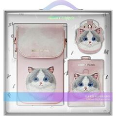 Nimmy Zestaw 3w1 torebka na telefon + portfel + etui na lokalizator różowy/pink Big Eyed Pet 2.0 Cat