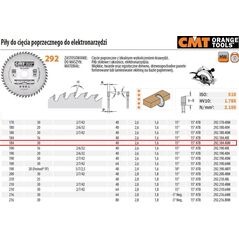 CMT PIŁA DO CIĘCIA POPRZECZNEGO, OBRÓBKA WYKAŃCZAJĄCA HM 184x30x2,6/1,6 Z=40 CMT292.184.40M