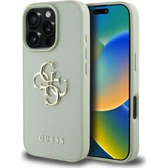Guess Grained Big 4G Logo Small Classic Logo case for iPhone 16 Pro green