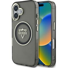 Guess IML Metal Mountain Logo MagSafe case for iPhone 16 black