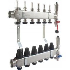 Διανομέας RSZTPX-5 INOX 5 κυκλωμάτων με θερμοστατική βαλβίδα + μετρητή ροής + βαλβίδα εκκένωσης + εξαεριστήρας SIGMA-LI //TG.ROZ.RSZTPX-5