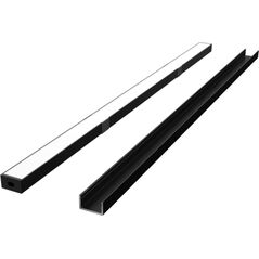 Σετ προφίλ LED, 2m, επιφανειακό, μαύρο, με λευκό κάλυμμα, στηρίγματα και κλιπς