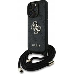 Θήκη Guess 4G Big Logo Cord Stap Crossbody για iPhone 16 Pro Max μαύρο