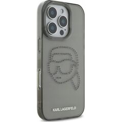 Θήκη Karl Lagerfeld IML Rhinestones Karl Head για iPhone 16 Pro μαύρο