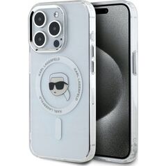 Θήκη Karl Lagerfeld IML Metal Karl Head MagSafe για iPhone 15 Pro Max λευκό
