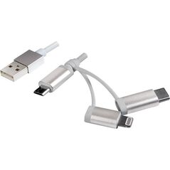 Kabel USB LogiLink USB-A - USB-C + microUSB + Lightning 1 m Biały (CU0126)