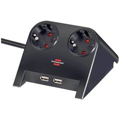 Brennenstuhl Desktop-Power USB-Charger with 2x USB-2.0 charger 2100mA 2-way socket, black polished 1.8m H05VV-F 3G1.5 (1153500222) (BNN1153500222) έως 12 άτοκες Δόσεις