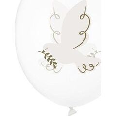 Party Deco Balony Gołąb Crystal Clear 30cm 6szt