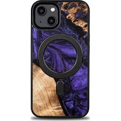 BeWood Etui z drewna i żywicy na iPhone 15 Plus MagSafe Bewood Unique Violet - fioletowo-czarne