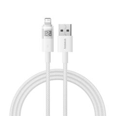 Baseus Data Cable with Digital Display, USB to Lightning, 2.4A, 2m - Baseus Display 2 (P10382700211-01) - Moon White 6932172682101 έως 12 άτοκες Δόσεις