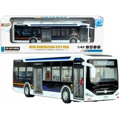 LeanToys Elektryczny Autobus Miejski 1:42 Metalowy Światła Biały