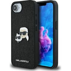 Etui Karl Lagerfeld Fixed Glitter        Karl&Choupette Heads Metal Pin do iPhone 16e czarny