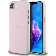 Etui Guess Grained Ring MagSafe do       iPhone 16e różowy