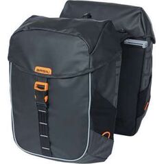 Διπλή αστική τσάντα BASIL MILES TARPAULIN DOUBLE PANNIER BAG MIK 34L, MIK System (έτοιμο για χρήση), 100% αδιάβροχη μαύρο πορτοκαλί (ΝΕΟ 2025)