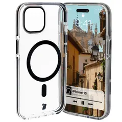 Bizon Case Marco Apple iPhone 15 clear with black frame