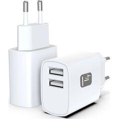 Techly IPW-USB-12W2A ładowarka do urządzeń przenośnych Słuchawki, Przenośny głośnik, Power bank, Smartfon, Tablet Biały Prąd przemienny Wewnętrzna