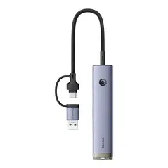 Baseus UltraJoy Hub 4in1 USB-A, USB-C / 3xUSB-A 3.0 + USB-C + RJ45 (grey)