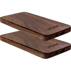 2er InLine® ξύλινη πλάκα, USB Powerbank 5.000mAh, με ένδειξη κατάστασης LED, φυσικό ξύλο