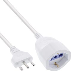 Καλώδιο επέκτασης ρεύματος InLine® Schutzkontakt ITALIEN Stecker L / Buchse F, λευκό, 5μ