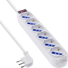 Πολύπριζο InLine® ΙΤΑΛΙΑΣ, 6 θέσεων, με διακόπτη, 1,5μ, λευκό