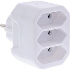 Προσαρμογέας πρίζας InLine®, βύσμα Schuko σε 3x υποδοχή Euro, λευκό