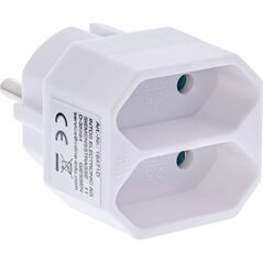 Προσαρμογέας πρίζας InLine®, βύσμα Schuko σε 2x υποδοχή Euro, λευκό