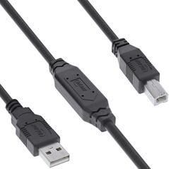 InLine® USB 2.0 Ενεργό Καλώδιο, USB-A Αρσενικό σε USB-B Αρσενικό, 10m