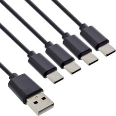 Καλώδιο φόρτισης InLine® USB 4 σε 1 Y, 1x USB-A βύσμα σε 4x USB-C βύσματα, μαύρο 0,5m
