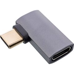 InLine® USB4 Adapter, USB-C αρσενικό/θηλυκό δεξιά/αριστερά γωνιακό, Αλουμίνιο, γκρι