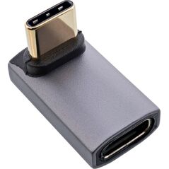 Προσαρμογέας InLine® USB4, USB-C αρσενικό/θηλυκό πάνω/κάτω γωνιακό, Αλουμίνιο, γκρι