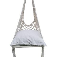 Αιώρα Δαντελωτή Κρεμαστή Καρέκλα 60x60x120CM με Μαξιλάρι ECRU