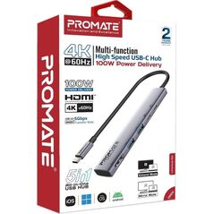 Promate LinkHub-5X Hub HDMI 4K@60Hz / USB-C PD100W