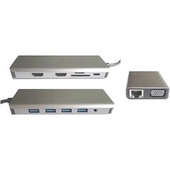 RoGer MST Dock Station 12in1 Lite USB-C to 2x HDMI / 4x USB3.0 / SD/TF / VGA / LAN