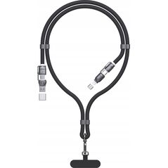 Kabel 4w1 / smycz Dudao L20MAX USB-A / USB-C / Lightning PD QC 65W 1.5m - czarny