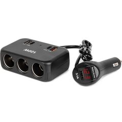 Rozdzielacz gniazda zapalniczki z ładowarką 2x usb-a 1x usb-c qc4.0 12v 24v 120w 80cm amio-04366