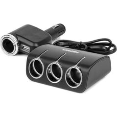 Rozdzielacz gniazda zapalniczki z ładowarką i żarnikiem 12v 24v 120w 80cm amio-04360