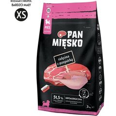 Pan Mięsko Karma sucha dla psa Cielęcina z przepiórką (szczeniak) chrupki XS 3kg
