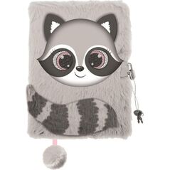 MAJEWSKI Pamiętnik z kłódką 3D włochacz A5 96 kartek linia Raccoon